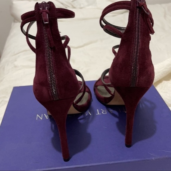 Stuart Weizmann in Bordeaux the color of the season suede sandals NWT - Picture 4 of 5